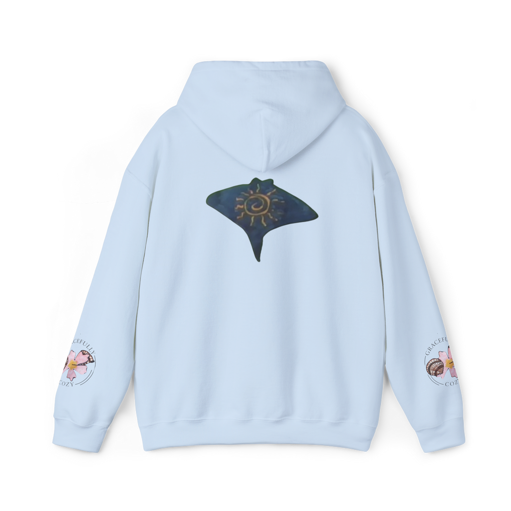 navy blue stingray with sun