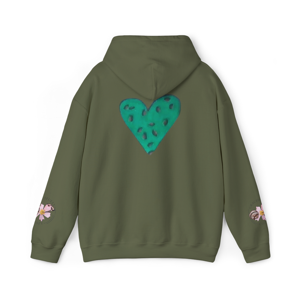 Green heart with leopard print