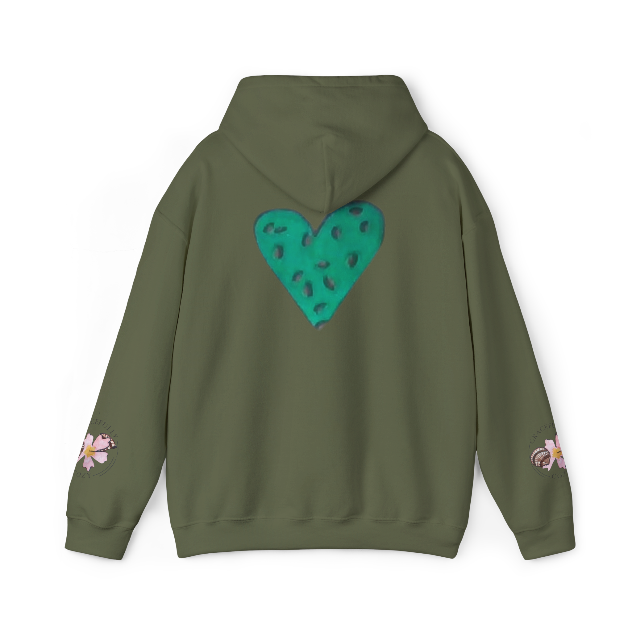 Green heart with leopard print