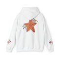 Orange starfish with hibiscus flowers
